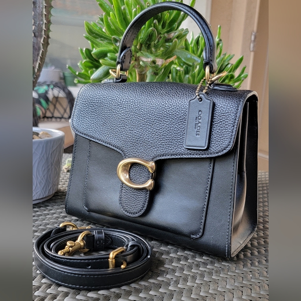GORGEOUS Coach Tabby Purse.   Midnight Black, Plum Suede Interior